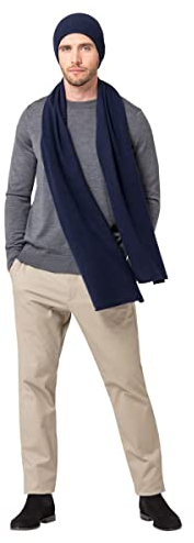 Style & Republic Schal aus 100% Kaschmir in blau, kuscheliger XL-Schal aus Kaschmir-Strick, one size 52 cm x 172 cm