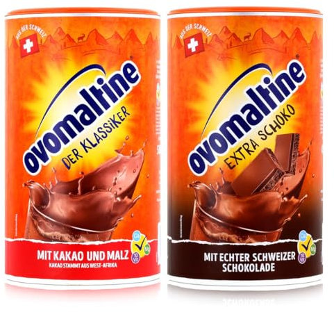 Ovomaltine Boisson en poudre 450 g de chocolat, 500 g de cassic en poudre, lot de 2