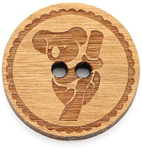 NaturSchatulle Holzknöpfe Gravur Motiv Koala 12-30mm I 25 Stück Kirsche 2 Loch Knöpfe Holz DIY Basteln Nähen Schmuckherstellung Annähen Rund 20mm