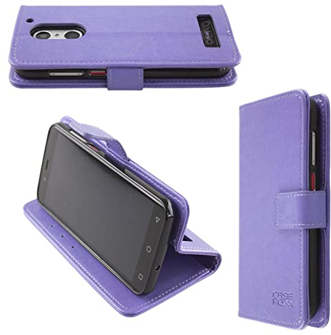 caseroxx Bookstyle Handytasche für PEAQ PSP 400 in lila – Klapphülle aus Kunstleder mit Kreditkartenfächern, Magnetverschluss, Standfunktion & Rundumschutz für Display und Gehäuse