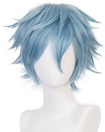 Cosplay Perücke Anime Kostüm mit eisblauen kurzen geraden Perücken für Männer Halloween Familienparty