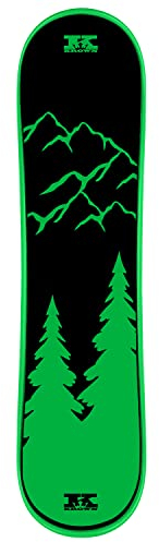 Krown Snowskate Kunststoff Polymer Skateboard Style Dual Kick Snowboard mit Schaumstoffgriff - 88,9 cm, Grün Mountainscape, 22,9 x 88,9 cm