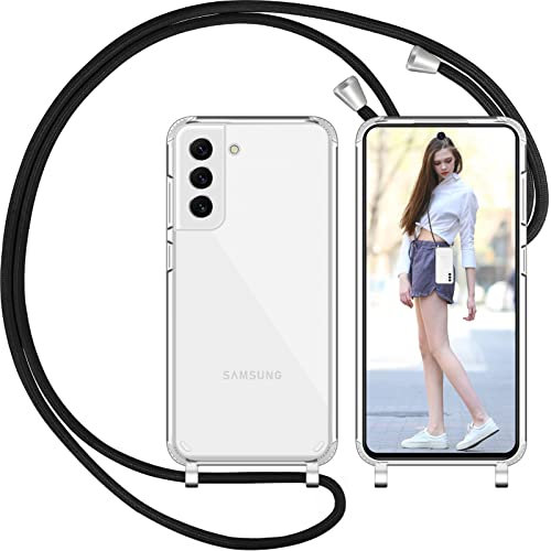 Nupcknn Coque avec Cordon pour Samsung Galaxy S21 FE, Transparente Coque Collier Réglable Téléphone Étui Portable Lanyard Case Protection Complète Cover de Samsung Galaxy S21 FE(Transparent, 6.4)