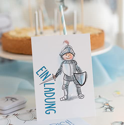Einladung zum Kindergeburtstag inkl. Umschlag - für Junge und Mädchen - 6 Stück (Ritter)