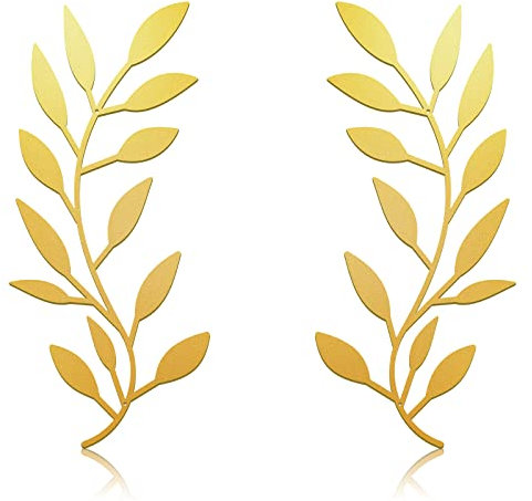 Zhengmy 2 Pieces Metal Tree Leaf Wall Decor Vine Olive Branch Leaf Wall Art Wrought Iron Scroll Above The Bed, Living Room, Outdoor Decoration (Gold)