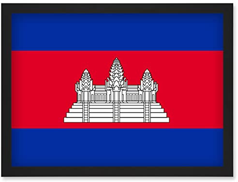 Artery8 Cambodia National Flag Patriotic Vexillology World Flags Country Region Poster Artwork Framed Wall Art Print A4