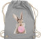 Shirtracer Turnbeutel Rucksack - Taschen - Hase Kaugummi I - Unisize - Hellgrau - hasen osterhasen hasi tasche ostern osterhase ostern￼ kita hasenmotiv mit häschen motiv