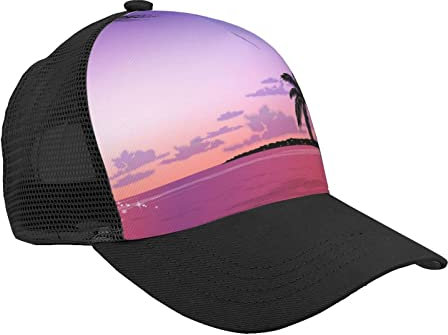 Palm Tree Sunset Tropical Baseball Cap Dad Hat Trucker Hat Damen Herren Snapback Verstellbarer Modischer Trendiger Hip Hop Hut Low Profile