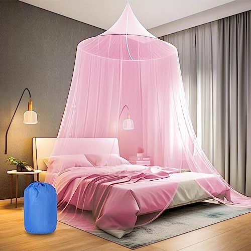 VEVOQIM Moskitonetz Bett für Doppelbett Einzelbett, Großes Moskitonetz Reise Betthimmel Mückennetz Feinmaschiges als Moskitoschutz, Fliegennetz Moskitonetze für zu Hause Indoor Outdoor Rose Farbe