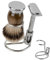 Linkidea Rasierer-Halter, Rasierpinselhalter aus Edelstahl mit rutschfester Basis, Sicherheitsrasierer-Set, Organizer für Duschraum, Badezimmer, kompatibel mit Merkur 34HD, Vikings Blade (Silber)