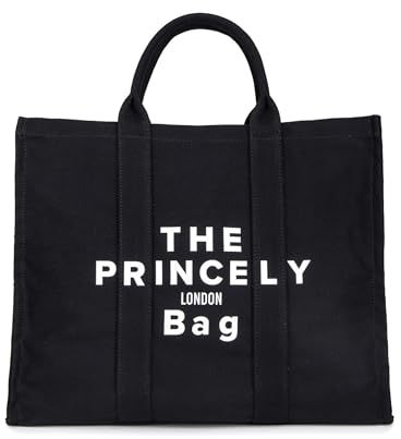 Princely London Shopper The PL Bag Large - Stylische Handtasche Damen - Geräumige Shopper-Tasche mit Reißverschluss & Innenfächern - Schwarz