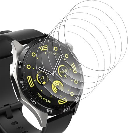 Bigqin 6 Pezzi Pellicola Protettiva Compatibile per Huawei Watch GT 4/GT 5/GT 5pro 46mm, Protezione Schermo in HD Vetro Temperato Antigraffio