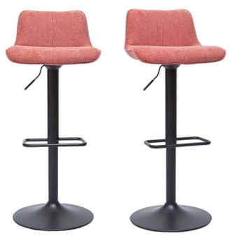 Miliboo Boost Stehhocker Barhocker, verstellbar, drehbar um 360 °, Stoff mit Samt-Effekt, Terrakotta und Metall, Schwarz, 2 Stück