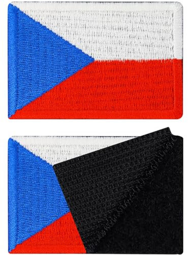 Parches mochila militar velcro, set de 2 parches de gancho y bucle República Checa | Parche táctico de la República Checa con cierre de velcro, parches militares | 40x60mm