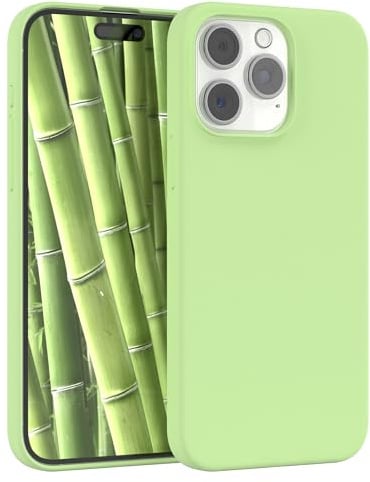EAZY CASE Premium Silikon Handyhülle kompatibel mit iPhone 15 Pro Max Slimcover mit Kameraschutz und Innenfutter, Silikonhülle, Schutzhülle, Bumper, Handy Case, Hülle, Softcase, Hellgrün
