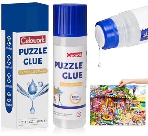 Colle Puzzle pour 1000-3000 pièces, 120ML Transparente Colle pour Puzzle,Accessoire Pratique pour accrocher Les Puzzles