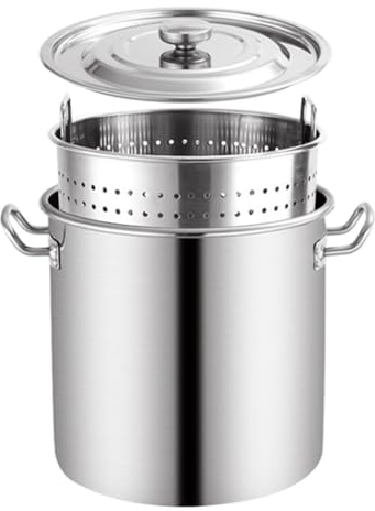 Pentola da 20-90 Litri con cestello colino e Manico Retrattile, pentola per bollire i Frutti di Mare in Acciaio Inossidabile Commerciale pentola per bollire i gamberi pentola per f