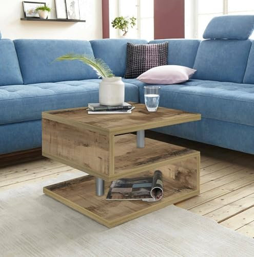 Dmora - Couchtisch Gianni, Wohnzimmer-Couchtisch, niedriges Aufbewahrungselement, Couchtisch, 55x55x41 cm, Ahorn