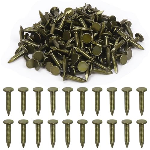 Swpeet Lot de 300 clous laqués en acier de haute qualité de 1,9 cm pour toiture, feutre de toiture, clous laqués utilisés pour fixer le feutre de toiture, les bardeaux d'asphalte et les panneaux