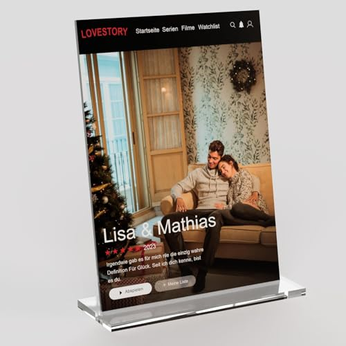 MyPrezzie echtes Glas Bild personalisiert mit deinem eigenem Foto/Bild, Text, Widmung | Fotografien für den Partner, Freund oder Famile | Österreich (Netflix (Design) Glas)