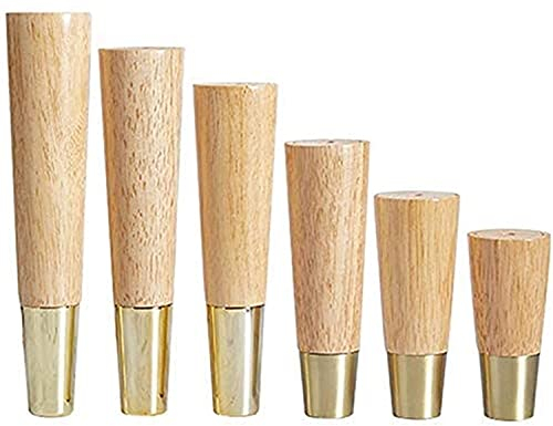 Beine für Möbel, Beine für Möbel, 4 x Sofabeine, konische Stützfüße für Schrank/Bett, Gummi-Holz + Kupfer-Sets, 104 cm, mit Montagezubehör und Schutzpolstern. Möbelfüße