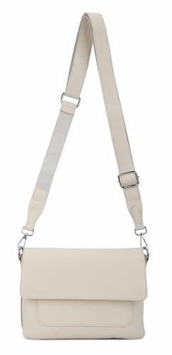 Damen Tasche Shopper Brusttasche Schultertasche Crossbody Trio Umhängetasche Messenger Handtasche Crossover BodyBag Leder Optik Beige