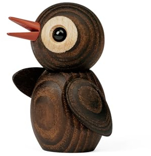 Spring Copenhagen Trendy (Thermo Ash) - Stilvolle Holzfigur | Deko-Vogel | 6.5 x 4.5 x 4.2 cm | Wohnzimmer-Schmuck | Holz (FSC-Thermoesche) | Holzfigurinen Kollektion | Design von Chresten Sommer