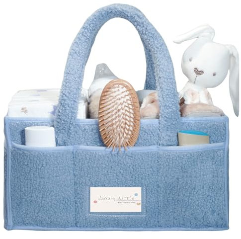luxury little Windel-Caddy Organizer, großer Baumwollseil, Babykorb, Wickeltisch-Organizer für Baby-Windelaufbewahrung, tragbarer Auto-Organizer mit herausnehmbarer Trennwand (Babyblau)