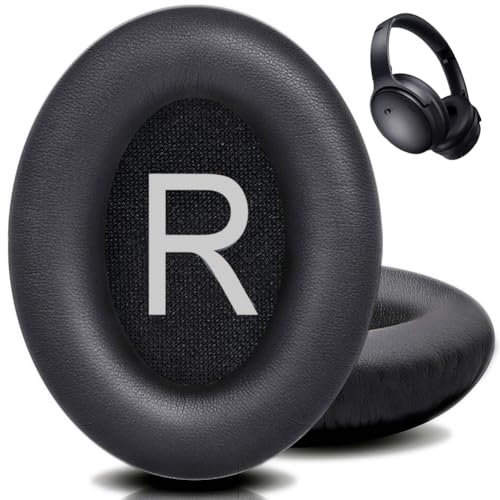 HUNFU Preminum Headphone Relacement Earpads for Bose QuietComfort 45 (QC45)/QuietComfort SE (QC SE), Ear Pads Cushions Enhanced Foam Noise Isolation Improved Comfort Softer Protein Leather-Black