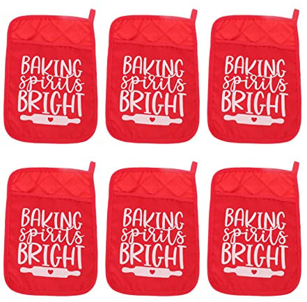 Maniques de Noël avec poche, maniques de Noël, kit de cuisson pour casseroles de Noël, gants de cuisine résistants à la chaleur, accessoires de pâtisserie de Noël