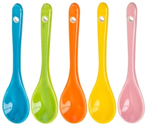 5 Piezas Cuchara de Cerámica,Cucharas de Huevo Cucharas de Postre Cucharillas Cafe,Cucharillas para Cafe Hosteleria,Cuchara de Mermelada Cucharillas de Té Cucharas de Porcelana