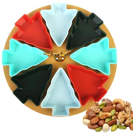 Vassoio da portata per albero di Natale, vassoi a forma di albero di Natale | Vassoio per alimenti a 8 scomparti - Piatti natalizi Vassoi per antipasti di frutta Snack Dessert da portata Vassoio Bisco