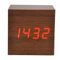 Cabilock Hintergrundbeleuchtung Digital Wecker 008-4 Form Rote Imitation Holz Temperatur