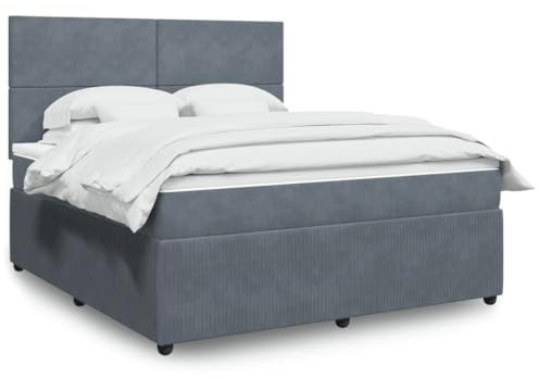 Brokky Boxspringbett mit Matratze Dunkelgrau 180x200 cm Bett Boxspringbett Bett Mit Matratze Schlafzimmer MöBel Polsterbett Samt - 3294701