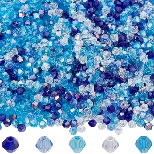 SOFPLATE 1 Box 2000 Stück 5 Farben Kristall Facettierte Perlen 4mm Bicone Kristall Perlen Großpackung 4mm ab Farbe Gemischte Saphire Urlaubs Großhandelskristall Bicone Perlen Zur Schmuckherstellung