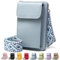 DBPBToU Pochette Téléphone Portable, Sacoche Femme Bandoulière avec Bandoulière Réglable, Sac Téléphone Portable Femme Portefeuille en Cuir PU pour Téléphone 7'' (Bleu)