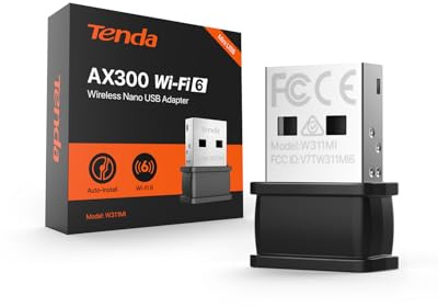 Tenda Adaptador WLAN W311MI AX300, 6 USB, WLAN, para PC, alta velocidad, 300 Mbps, antena interna, dongle WLAN, AP integrado, seguridad WPA/WPA2, compatible con Windows 7/10/11/Linux 3.2+/UOS