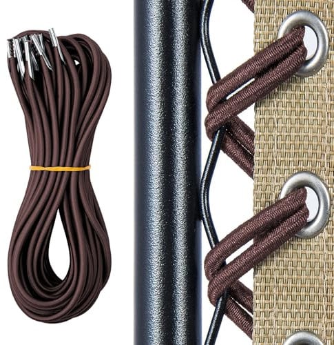 OFFCUP Elastische Schnur für Sonnenliege, 4 Stück Gummiband für Liegestuhl Elastischer Kordel Faden mit Endkappen, Gummischnur für Relax-Liegestuhl, Ersatzteile für Gartenliegen - Braun