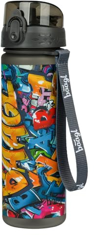 Baagl Kinder Trinkflasche 500ml Schule Jungen Mädchen Tritan - Skatepark | Die Designflasche und Wasserflasche für Fussball und Sport ist absolut dicht mit einem praktischen Tragegriff ausgestattet.