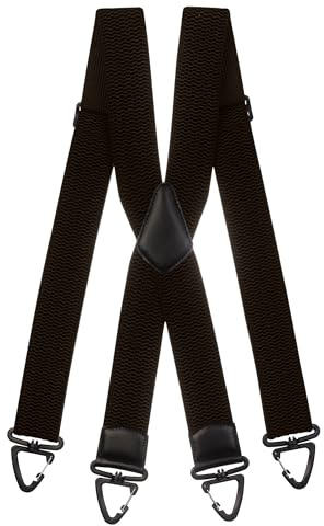 Olata Robuste Extra Breite X-Hosenträger mit Kunststoff-Karabinerhaken – 5 cm Breit. Schwarz