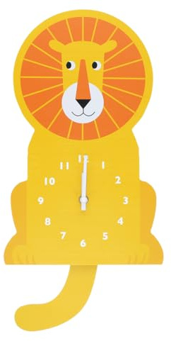 dotcomgiftshop Wooden wall clock with pendulum - Lion