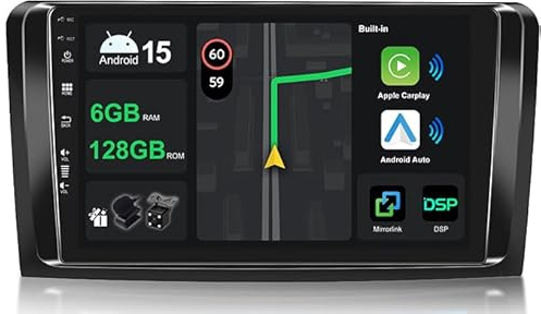 KECONSING [6G+128G] IPS 9 Android 15 Autoradio Für Mercedes Benz GL ML Class W164 X164 mit navi Octa Core-[Eingebauter CarPlay/Android Auto/DSP/Mirror Link/GPS Navi/360 Camera/Bluetooth 5.0/WiFi/USB