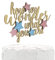 NANASUKO Tortenaufsatz - How we Wonder What You Are - Premium Qualität Made in USA - Gold Glitter mit rosa und blauen Sternen