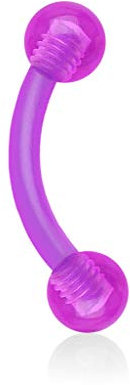 viva-adorno® Piercing Banane Augenbrauenpiercing Kunststoff Acryl Kugeln Z306 lila, 1,2x8x3mm