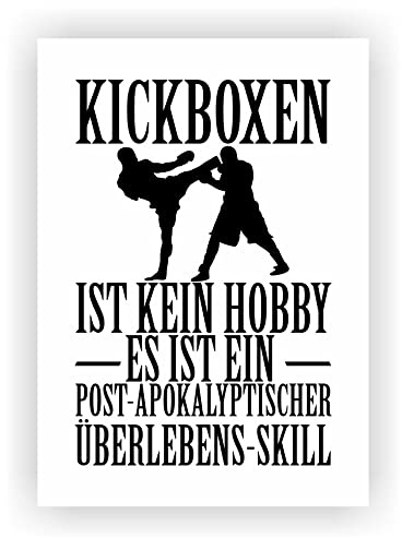 Samunshi® Kickboxen ist kein Hobby Poster Plakat Deko Jugendzimmer Geschenk DIN A2 42x59,4cm weiß/schwarz