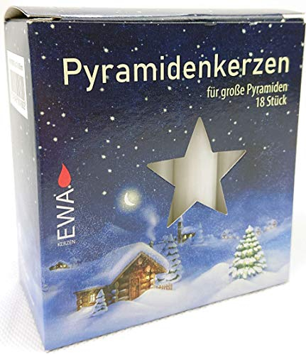 JEKA Pyramid Kerzen, Pyramiden Pyramidenkerze Wachs (Weiß, 1.8 x 1.8 x 10.5 cm (4er Pack))