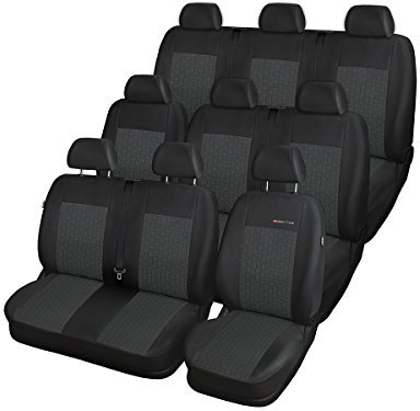 Transit Sitzbezüge nach Maß Autoplanen perfekte Passform Schonbezüge Sitzschoner Velour + Strickpolster ®Auto-schmuck (VII Bus 9 p1)