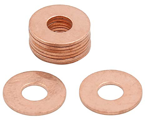 sourcing map 10 Stücke 6mm Innendurchmesser Kupferscheiben Flachdichtungen Ring