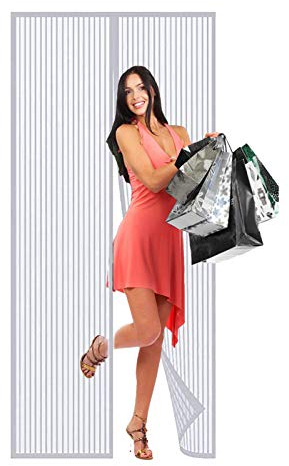 Fliegengitter Balkontür 80x210cm Magnet Insektenschutz, Fliegenvorhang Klettband Selbstklebend, Moskitonetz Magnetischer, Verschiedene Größen, Balkontür Terrassentür - Weiß