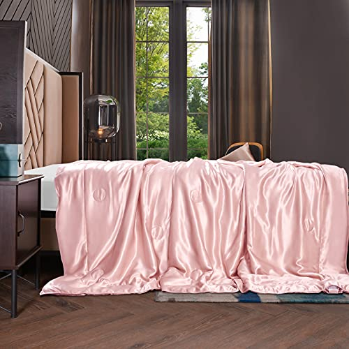 THXSILK Seide Kuscheldecke - Seidendecke Innen und außen 100% Seide Sofadecke Rosa Wohndecke/TV Decken/Sofadecke - Pflegeleicht - Warm, Gemütlich, Langlebig - 135x180cm